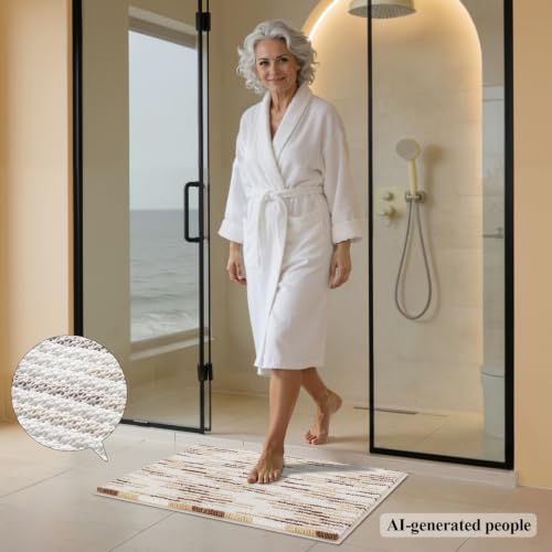 BSICPRO Bathroom Rugs Sets 2 Piece, Modern Bath Mat 20"x32"+16"x24", Beige - color: Beige and White, size: 20" x 32" Plus 16" x 24"