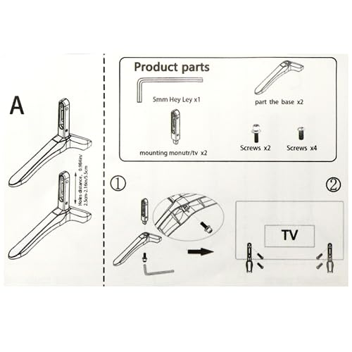 Universal TV Stand Base Fit for 32 to 65 Inches LCD LED TVs, Small Table Top Pedestal Monitor Riser, Steel Standing Legs Replacement, Desktop Mount Bracket with Holder, Screen Support for Home Use