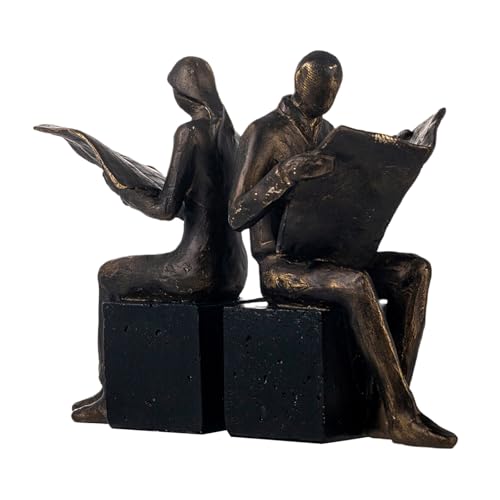 Lukitas Readers Decorative Bookends Heavy Duty Non-Slip, Bronze, Resin 8'' - color: Newspaper Reader