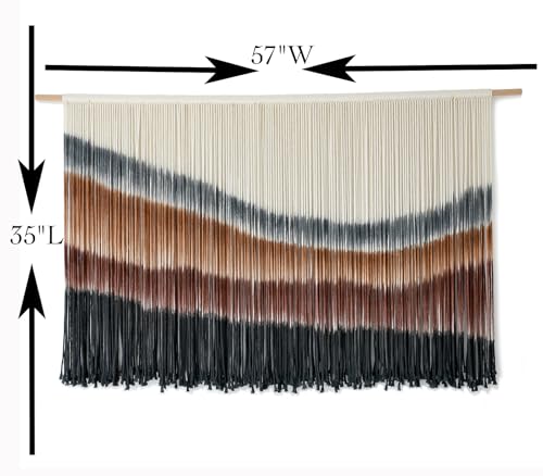 Macrame Wall Hanging Boho Wall Decor Large-Scale Tie-Dye Tapestry 57"W*35"L - color: Coffee