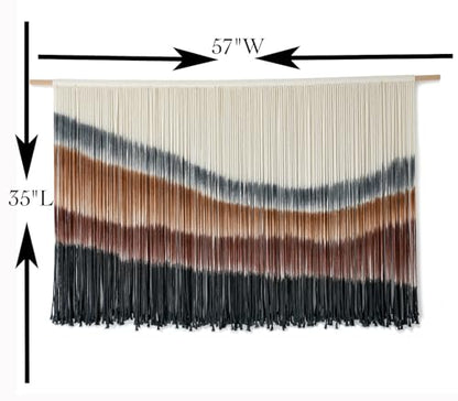 Macrame Wall Hanging Boho Wall Decor Large-Scale Tie-Dye Tapestry 57"W*35"L - color: Coffee