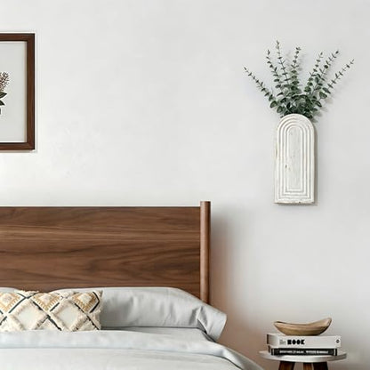 Handmade Wooden Wall Vases Set of 2 for Plants - color: Washed White