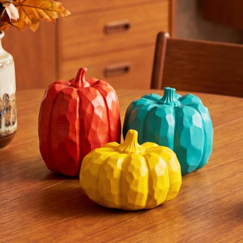AceOrbit 3pcs Fall Pumpkin Decor Modern Fall Decor Resin Pumpkins - style: Pumpkin