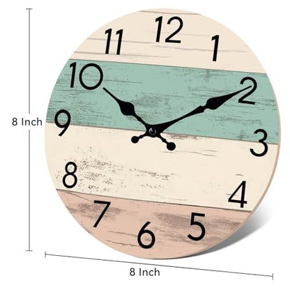 KECYET 8 Inch Wall Clock, Silent Battery Operated Analog Clock, Green - color: G_green