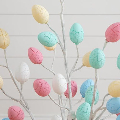 Nearly Natural 3ft. Pre-Lit Artificial Easter Twig Tree with 40 Egg Shaped LED Ornaments - size: 3ft