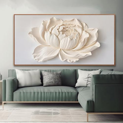 Large Framed Canvas White Flower Wall Art For Living Room 29" X 58" - color: white flower, size: 58"L x 29"W