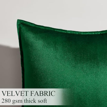 GIGIZAZA Green Velvet Lumbar Throw Pillow Covers 12x20 Inch Pack of 2 - color: Green, size: 20" x 12" (Pack of 2)