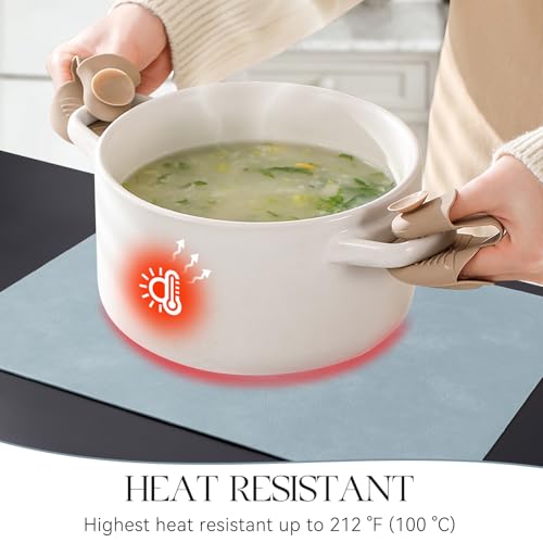 MOSAYT Vinyl Faux Leather Placemats, Set of 6, Light Grayish Blue - color: Light Grayish Blue
