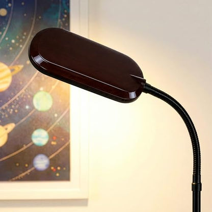 Brightech Litespan Slim LED Floor Reading Lamp - Modern Tall Lamp with Adjustable Gooseneck for Living Rooms & Offices - Dimmable Crafts Work Light - Brown - color: Havanah Brown