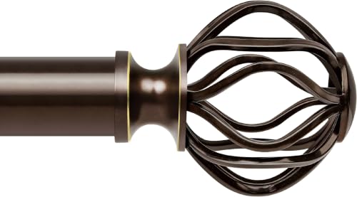 Antique Bronze Curtain Rods for Windows 48-90 Inch (4-7.5 ft) with Decorative Cage Finials, 1 Inch Adjustable Heavy Duty Metal Window Treatment Rods for Living Room, Bedroom, Patio, Sliding Glass Door - color: Antique Bronze, size: 48"-90"
