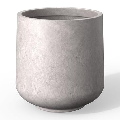 Kante Large Round Curved CON Gray Concrete Planter 16.5" Dia, Outdoor - color: Light Gray, size: 15.3" D
