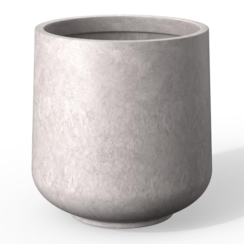Kante Accent Round Curved CON Gray Concrete Planter 13" Dia, Outdoor - color: Light Gray, size: 11.6" D