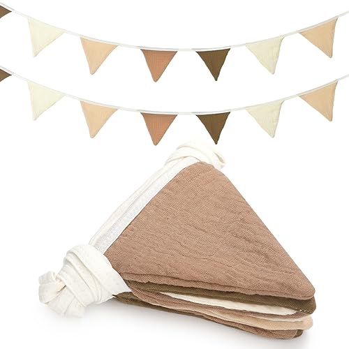 Oudain 2 Pcs Pennant Banner Flags Nursery Garland Triangle, Khaki Color - color: Khaki Colors