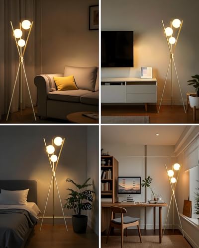 Lightdot Gold Tripod Floor Lamp Stepless Dimmable Globe Floor Lamp Modern - color: Gold-79A