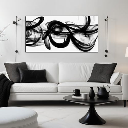Black And White Abstract Canvas Wall Art For Bedroom Office Living Room - color: Black, size: 40"L x 20"W