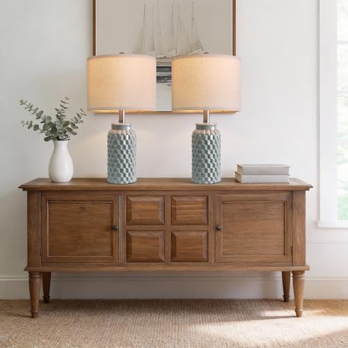 USumkky 20.5" Ceramic Table Lamps Set of 2, Modern Farmhouse Boho Bedside Lamps for Bedroom, Nightstand Lamps for Living Room End Tables, Small Desk Lamps, Grey - color: 20.5" Grey