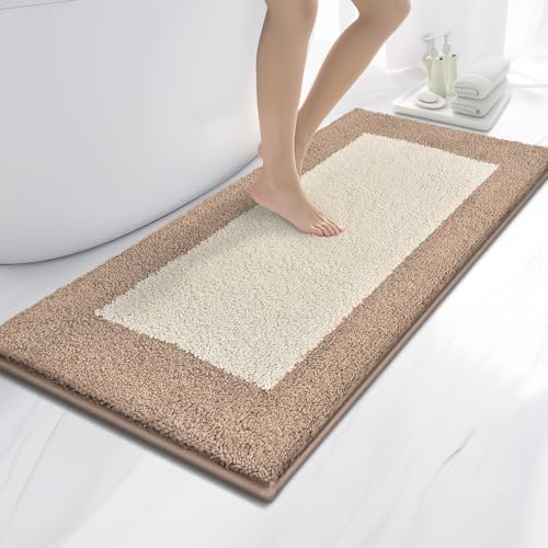 anllugs Bathroom Rugs, 24" x 60" Soft Bath Rugs, Beige & Grayish Brown - color: Beige & Grayish Brown, size: 24" X 60"