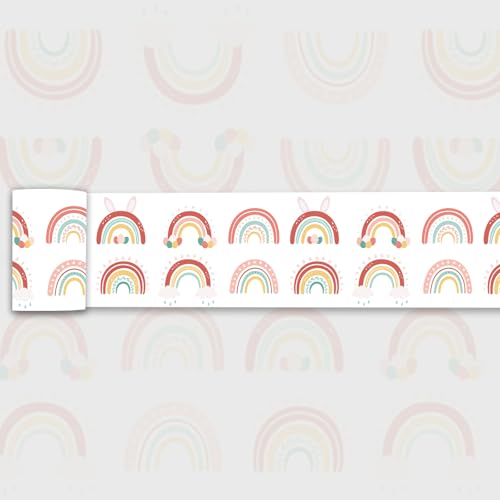 Pastel Rainbow Wallpaper Border Peel and Stick Colorful Room Trim - color: Rainbow Multicolored, size: 3.9" x 393.7"