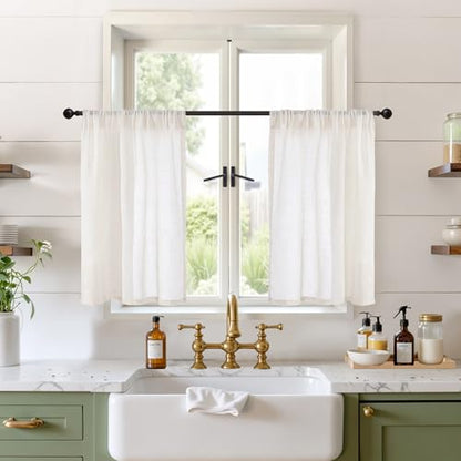 BGment Linen Cafe Curtains 30X30 Inch Length, Small Semi Sheer Drapes - color: Linen, size: 30"W x 30"L (Pack of 2)
