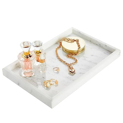 Juvale Large Marble Vanity Tray - Jewelry & Cosmetic Organizer with Drawer Organizer - Bathroom Display with Soap Tray - Home Accent Piece with Marble Decor - 11.7 x 7.7 x 1.1 in White - size: 11.7" x 7.7" x 1.1"