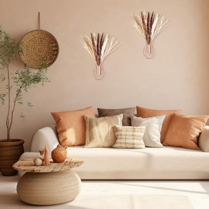 Otoolling Boho Wall Decor Set of 2, Rose Gold, Pampas - color: Rose Gold, style: Pampas