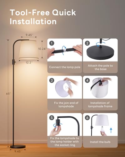 Smart RGB Arc Floor Lamp, 65", App Control, Compatible with Alexa - color: Black, size: 65"(App Control)