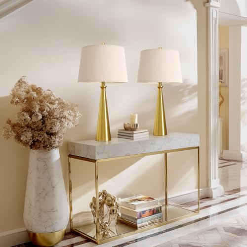 Oneach 25.75" Modern Table Lamp for Bedroom Set of 2, USB C Port, Gold - color: Brass