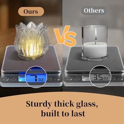 Tulip Votive Candle Holders Set of 12, Glass, Clear - color: Clear - Set of 12