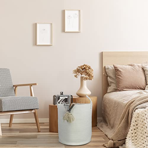 XUANGUO White Cotton Rope Laundry Basket Hamper for Clothes Large - color: white, size: Regular