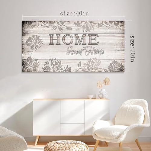 HUADAOART Home Sweet Home Canvas Wall Art – Framed Inspirational Quote Print for Living Room Entryway Farmhouse Decor Waterproof 20x40 Inch - size: 40"L x 20"W