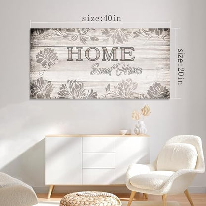 HUADAOART Home Sweet Home Canvas Wall Art – Framed Inspirational Quote Print for Living Room Entryway Farmhouse Decor Waterproof 20x40 Inch - size: 40"L x 20"W