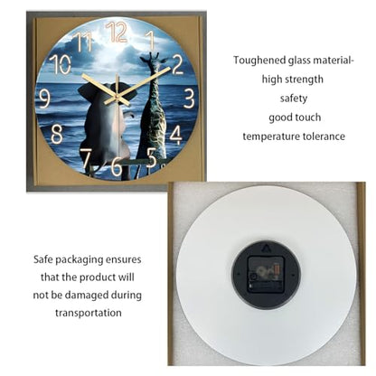 XNM Round Animal Operated Battery Wall Clock Modern 14 Inch - color: Blue, size: 14 Inch