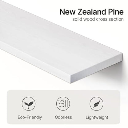 Solid Wood Floating Shelf, 16" Wall Shelf for Room, Rustic Walnut, 3 Pack - color: White, size: 16 inch
