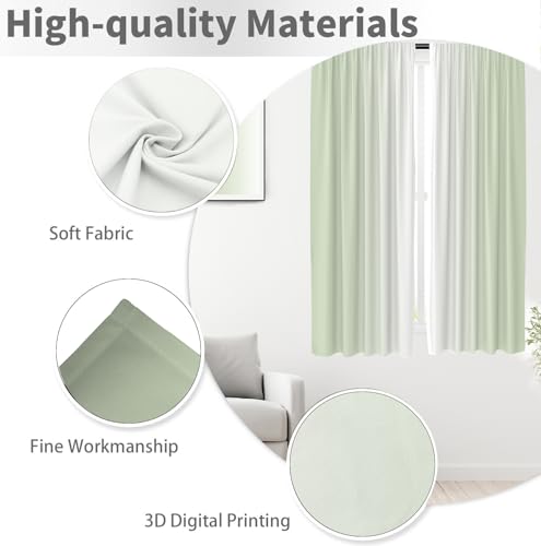 Sage Green Curtains, Ombre, 2 Panels, 42" W x 63" L, Rod Pocket - color: Sage Green, size: 42"W x 63"L (Pack of 2)