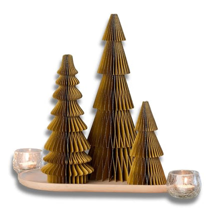 Your Heart's Content Winter Honeycomb Paper Trees (Medium Set 3 Gold) - color: Medium Set 3 Gold