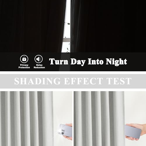 Vision Home Light Gray Pinch Pleated Full Blackout Curtains Linen Blended Room Darkening Curtain Panels 72 inch for Living Room Bedroom Thermal Insulated Pinch Pleat Drapes with Hooks 40" Wx72 Lx2 - color: Light Gray, size: 40"W x 72"L (Pack of 2)