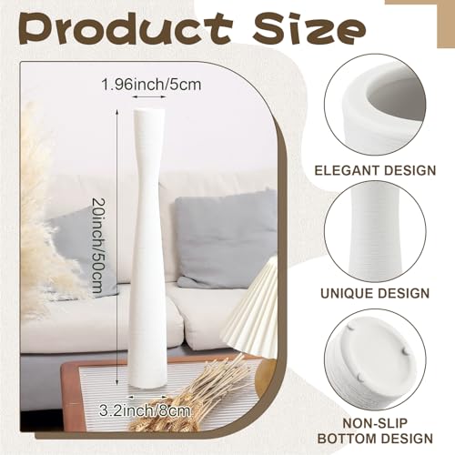 Nuogo Ceramic Large White Vase, 20" Tall Floor Vases Decorative Flower Vase - color: White