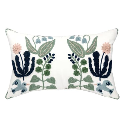 Alysheer Floral Embroidered Throw Pillow Cover 12"x 20", 1pc Blue Green - color: - Blue Green, size: 20" x 12" (Pack of 1)