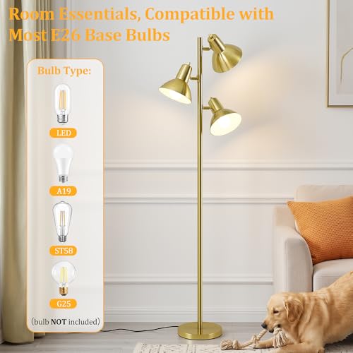 3 Light Floor Lamps for Living Room, 67" Tall Metal Modern Tree Floor Lamp - color: Gold