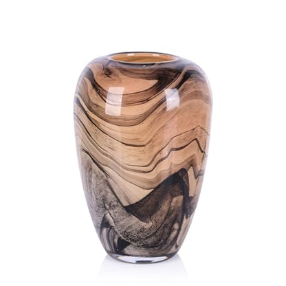 Hand Blown Glass Vase Decorative Flower Vase for Home Decor Living Room Bedroom Office Centerpiece Tabletop Display Modern Art Glass Decor Wide Mouth Design (Quicksand Vase - S) - size: Quicksand Vase - S