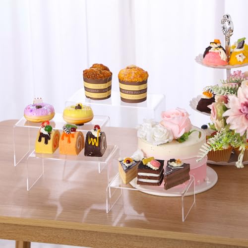 Chuangdi 20 Pcs Acrylic Display Risers, Clear Plastic Product Stand - color: Clear, size: Extra Large Set