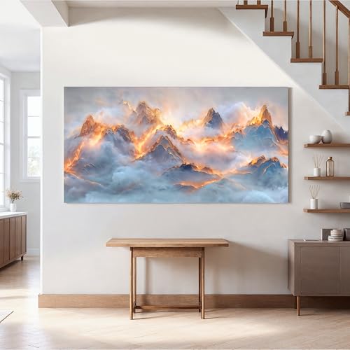 YISXINOAG Golden Snow Mountain Wall Art Abstract Landscape Painting 24"X48" - color: gold white, size: 48"L x 24"W