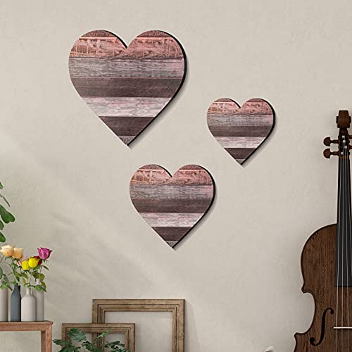 Jetec 3 Pcs Wood Heart Wall Decor Farmhouse Plaque, Classic - style: Classic