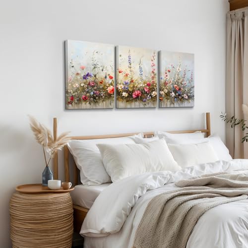 SERIMINO Misty Floral Wall Decor for Living Room, Nature Canvas Prints - color: Flowers-1, size: 16"L x 24"W