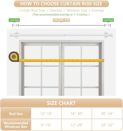 Cafe Curtain Rod 12-18 Inch, 1/2" Diameter, Door Curtain Rod, White - color: White, size: 12-18 Inch