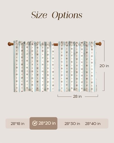 Miss Adola 20 Inch Length Kitchen Tier Curtains, Blue Striped - color: Blue Striped, size: 28"W x 20"L (Pack of 2)