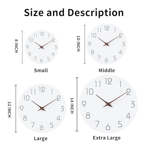 Mosewa Wall Clock 10" Silent Non-Ticking Battery Operated Modern Simple - color: A_white, size: 10 Inch