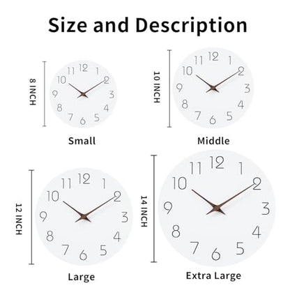 Mosewa Wall Clock 12" Modern Battery Operated Silent Simple(White) - color: A_white, size: 12 Inch