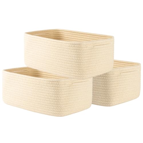 KALLAX Small Woven Storage Basket for Organizing, 13.5x9.5x5 inches, 3 Pack - color: Beige, size: 13.5"L x 9.5"W x 5"H