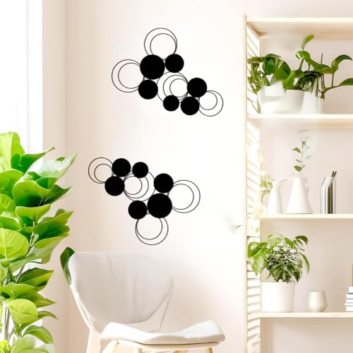 DUOOLN Black Abstract Metal Wall Decor, Geometrical Single Line Hanging Art - color: Black - Circle